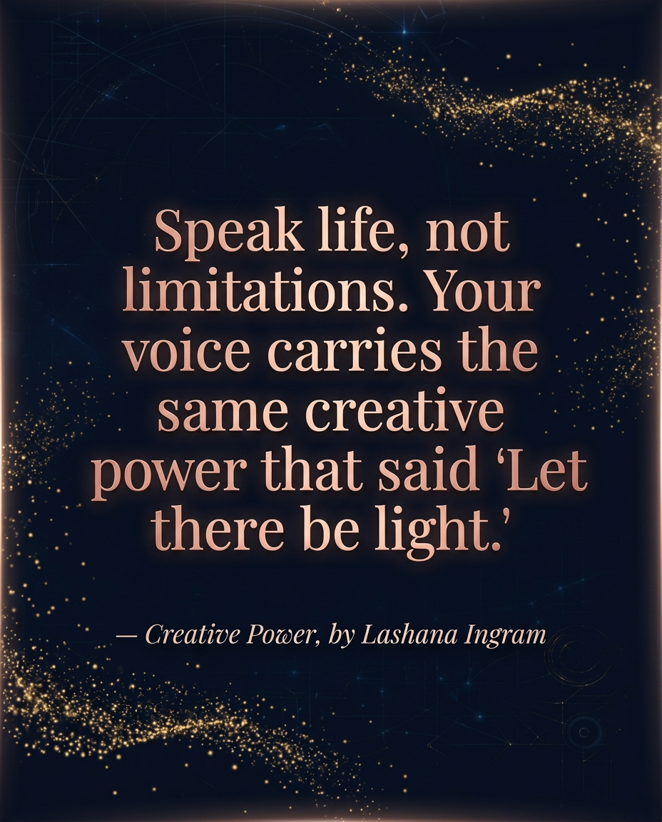 Speak life, not limitations quote from Creative Power by Lashana Ingram